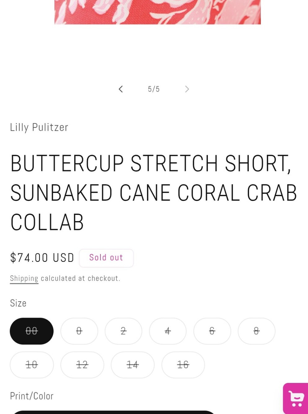 Lilly Pulitzer Scalloped Buttercup Shorts Sunbaked Crab Collab Size 0 - Picture 10 of 10